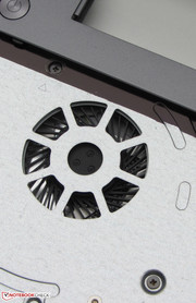 An opening is located underneath the keyboard the allows the cleaning of the fan to a limited extent.
