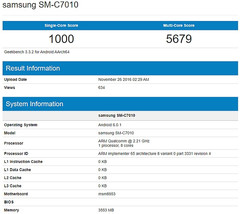 Samsung Galaxy C7 Pro (SM-C7010) specs on Geekbench