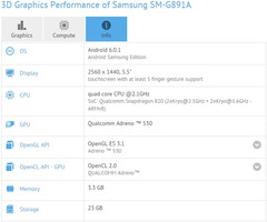 Samsung Galaxy S7 Active SM-G891A specs on GFXBench