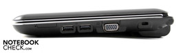 Right: 2 x USB, VGA, Kensington lock slot