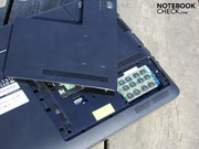The bottom has a maintenance cover. It accommodates the hard disk,