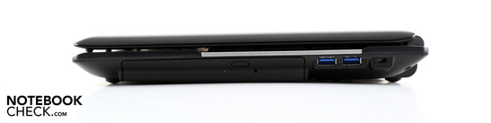 Right: BluRay player (DVD/RW), 2 USB 3.0s, Kensington