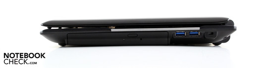 Right: Blu-Ray player (DVDRW), two USB 3.0 ports, Kensington Right: Blu-Ray player (DVDRW), two USB 3.0 ports, Kensington