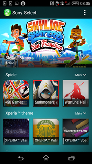 Sony Select offers some games from the Google Play Store.
