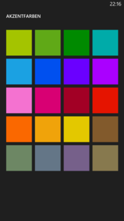 There are many colors to choose from for the tile design of Windows Phone 8.