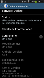 Samsung's Galaxy Core LTE SM-G386F is powered by Android 4.2.2.
