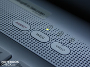 Three quick-start buttons make access easier (system, Internet, Vaio-Tools). Three quick-start buttons make access easier (system, Internet, Vaio-Tools).