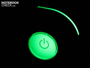 On the right side the power-on button is illuminated when operational. On the right side the power-on button is illuminated when operational.