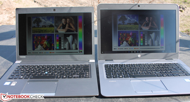 IPS is nice to look at even outdoors. Comparison with the FHD TN panel in HP's Elitebook 840 G3.