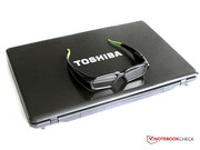 Toshiba notebook with 3D shutter glasses.