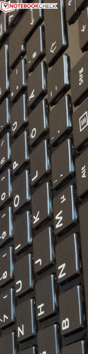 The keyboard largely corresponds with the layout of a desktop keyboard.