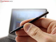 The user always has the small pen at hand; the bigger one is more suitable for sketching or handwriting.