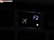 The flight mode key is illuminated.