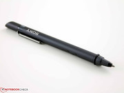 The pen has a battery, two buttons, and an aluminum housing.