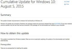 Microsoft update notes for Windows update KB3081424