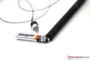 The stylus is automatically detected due to its own triple-A battery. The stylus is automatically detected due to its own triple-A battery.
