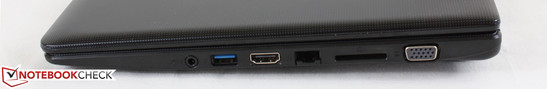 3.5 mm combo audio, USB 3.0, HDMI-out, Gigabit Ethernet, SD card reader, VGA-out