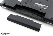 The battery slots conveniently into the back of the laptop. The battery slots conveniently into the back of the laptop.
