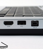 Available are a Firewire port (9-pin) and three USB 2.0 ports, as well as a digital HDMI interface.