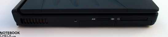 Left side: HDD slots, SD-Cardreader, Express Card
