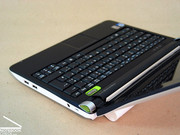While the netbook is kept in white on the outsides, the device is completely black on the inside.