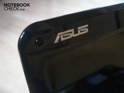 Asus lettering on the left upper corner of the display border