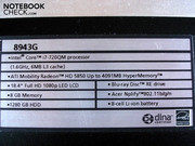 A big sticker on the case lists the hardware specifications A big sticker on the case lists the hardware specifications
