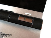 The power button changes position depending on how far back the lid is The power button changes position depending on how far back the lid is