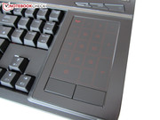 The touchpad can be switched to a numeric keypad when you hit the Num button.