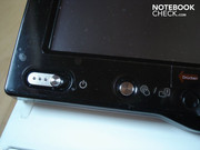 Power switch and button for swivelling the display Power switch and button for swivelling the display