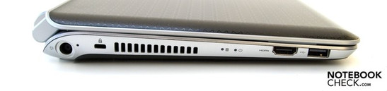 Left: Power socket, power LED, fan, HDD LED, power LED, HDMI, USB 2.0 Left: Power socket, power LED, fan, HDD LED, power LED, HDMI, USB 2.0