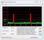 DPC Latencies - consistently in a green field; spikes during enabling or disabling the WLAN module.