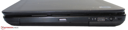 right side: Kensington lock slot, USB 2.0, DVD burner