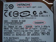 Details of the 320 GByte Hitachi hard disk