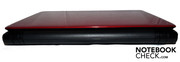Likewise there are no ports on the back, only the battery. The ports are arranged along the sides of the notebook. Likewise there are no ports on the back, only the battery. The ports are arranged along the sides of the notebook.