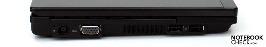 Left: Power socket, VGA, 2xUSB Left: Power socket, VGA, 2xUSB