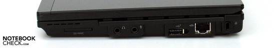 Right: Cardreader, audio, USB, network, Kensington lock Right: Cardreader, audio, USB, network, Kensington lock