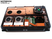 The GPUs, the CPU and the RAM are accessible under the big cover.