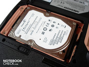 Only one hard disk fits into the case, despite the 17.0 inch size.