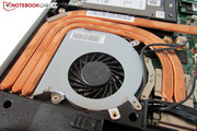 Three heat pipes and fan are responsible for cooling.