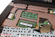 Two of the four RAM slots are hidden under the keyboard. Two of the four RAM slots are hidden under the keyboard.