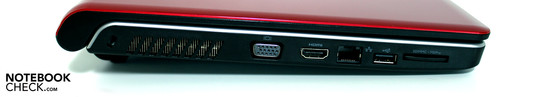 Left side: Kensington, VGA, HDMI, LAN, USB 2.0, Cardreader