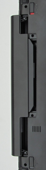 The battery is unlocked by a sliding lever The battery is unlocked by a sliding lever