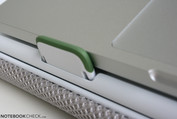 The rubber stoppers fold out and prevent the laptop from sliding forward. The rubber stoppers fold out and prevent the laptop from sliding forward.