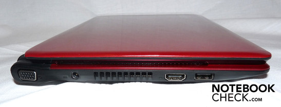 Left: VGA port, power supply socket, air vent, HDMI port, USB port. Left: VGA port, power supply socket, air vent, HDMI port, USB port.