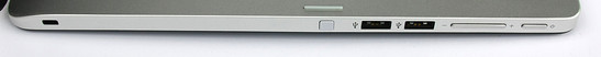 Left side: Kensington Lock, Windows button, 2x USB 2.0, volume rocker, power button