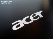A stylish Acer logo is placed on the laptop cover