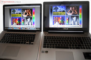 Its picture quality cannot match high-end screens (left: Apple's MacBook Pro Early 2011).