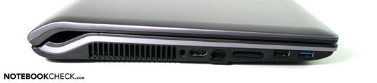 Left: HDMI, LAN, cardreader, USB 2.0, USB 3.0