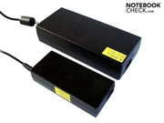 The 220 Watt power adapter (above) is very big. The 220 Watt power adapter (above) is very big.
